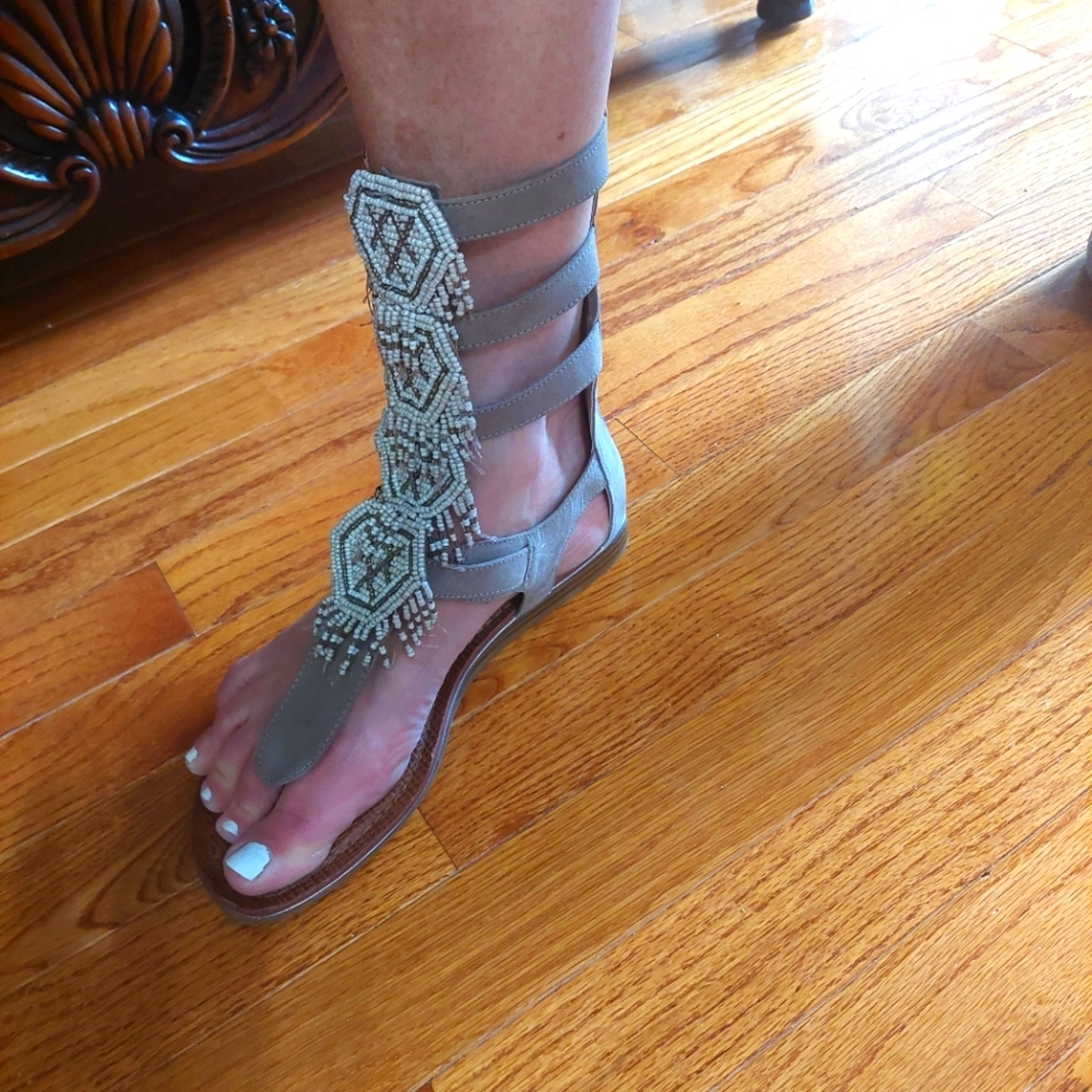 Free People Carlos Beaded Gladiator Sandals - Tan